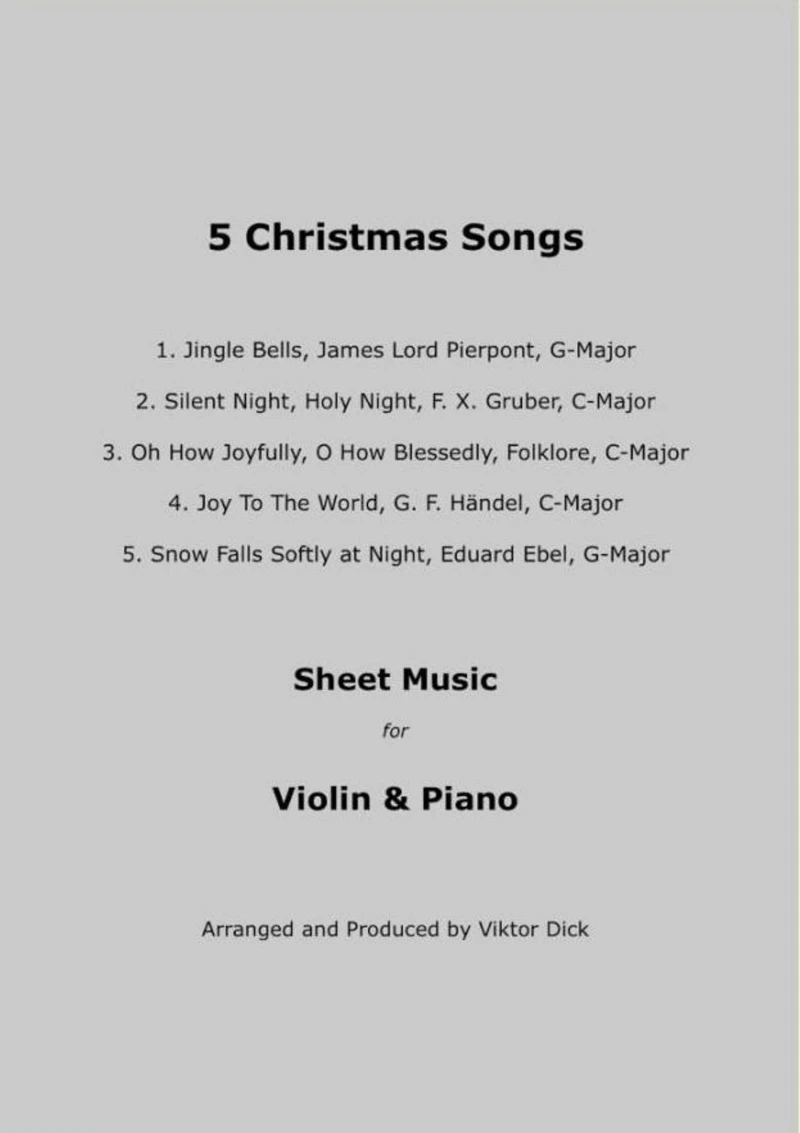 5 Christmas Songs Sheet Music for Violin & Piano